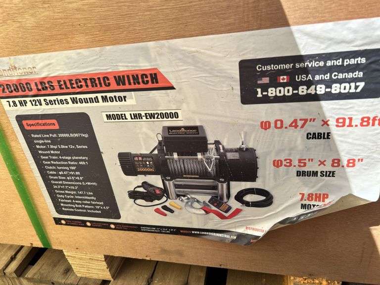 20000 LBS Electric Winch LHR-EW20000 - 7.8HP 12V Motor image