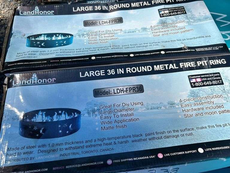 Large 36" Round Metal Fire Pit Ring LDH-FPR36 - Star & Moon Pattern image