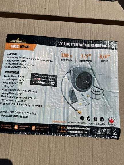 Retractable Garden Hose Reel LHR-I30B - 100ft 9 Pattern Spray Nozzle image