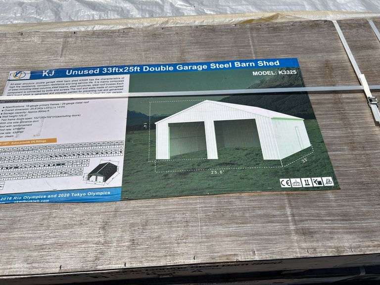 33FTx25FT Double Garage Steel Barn image
