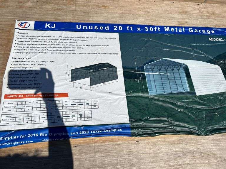 20FT x 30FT Metal Garage - Unused image