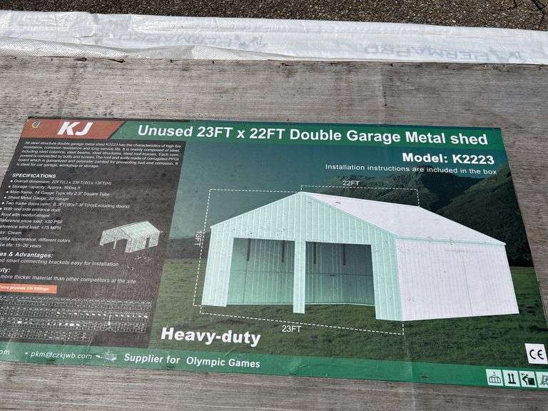 23ftx22ft Double Garage Metal shed image