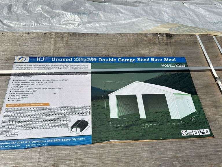 33FTx25FT Double Garage Steel Barn image