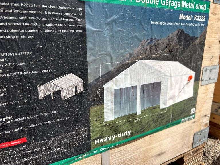23FT x 22FT Double Garage Metal Shed - Cream image