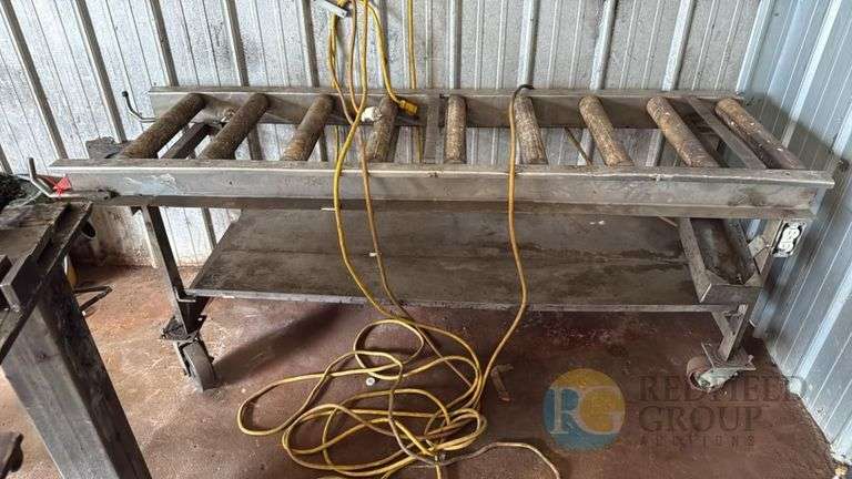 Gravity Roller Conveyor, Stainless Metal Frame, 6 Rollers, Mobile with Casters image
