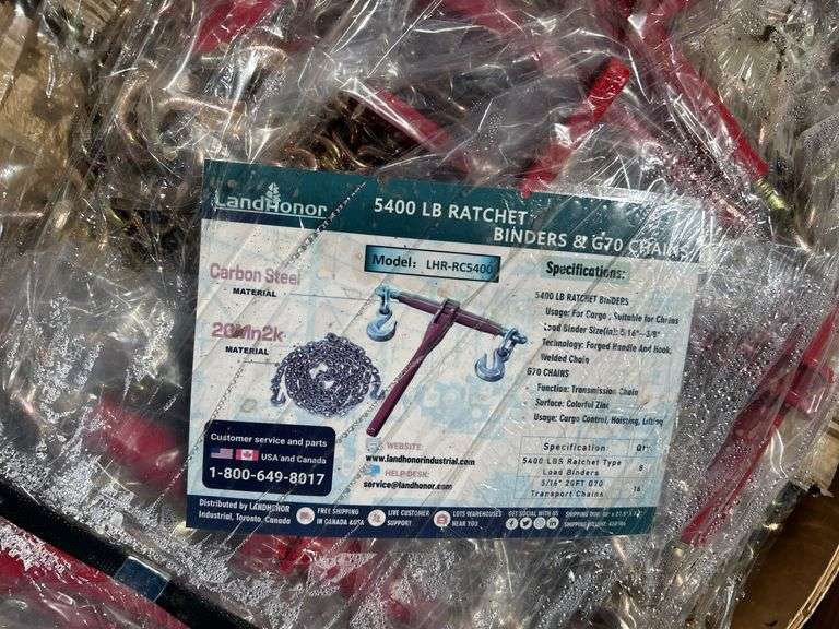 9200 LB Ratchet Binders & G70 Chains Set LHR-RC9200 - 15 Piece Total image