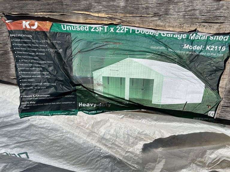 23FT x 22FT Double Garage Metal Shed - Cream image