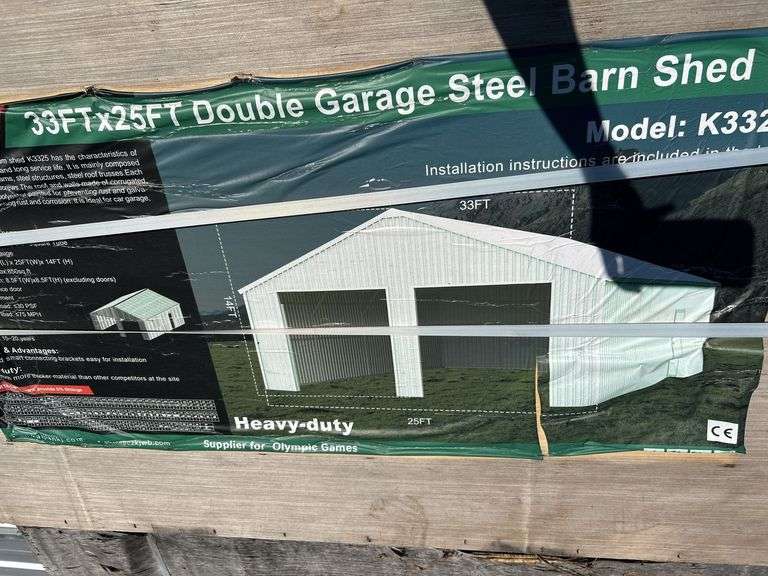 33FT x 25FT Double Garage Steel Barn - Cream image