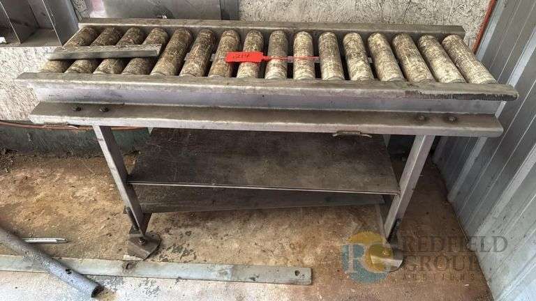 Industrial Stainless Roller Conveyor Table, Steel, 6 ft x 2 ft x 3 ft, 13 Rollers image