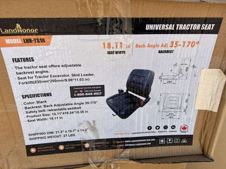Universal Tractor Seat LHR-TS18 - 18" Width Adjustable Back image