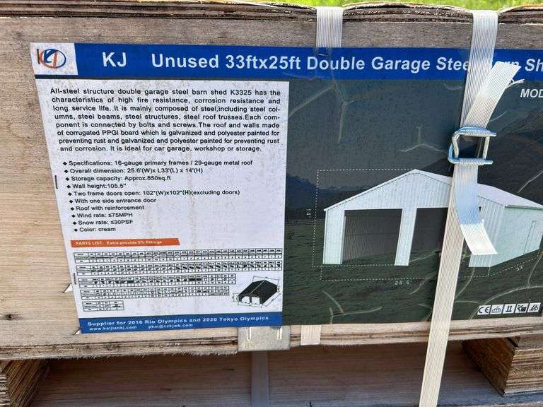 33FTx25FT Double Garage Steel Barn image