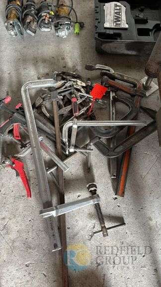 Assorted Metal Clamps: C-Clamp, F-Clamp, Locking Clamp, image