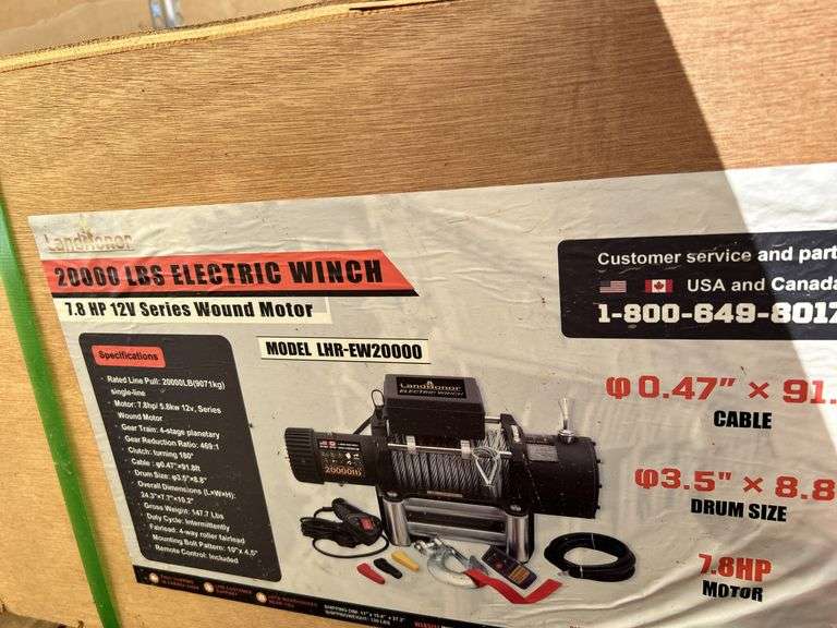20000 LBS Electric Winch LHR-EW20000 - 7.8HP 12V Motor image