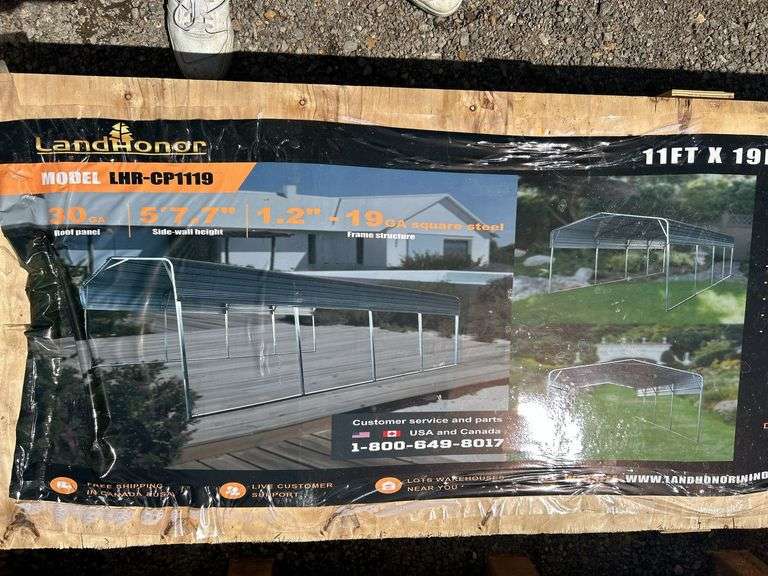 11ft x 19ft All-Steel Carport LHR-CP1119 - 10' Open Sidewalls image