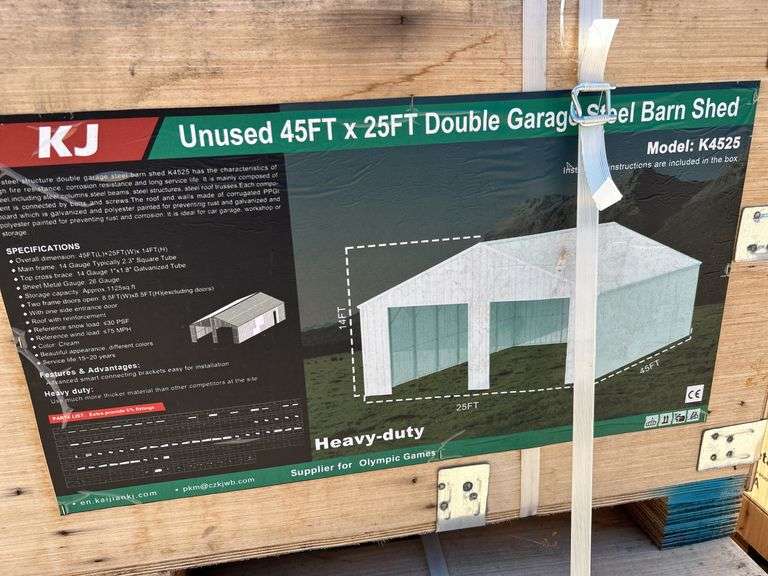 45FTx25FT Double Garage Steel Barn Shed image