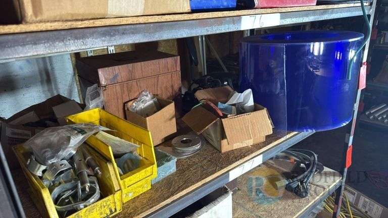 Industrial Hardware Components: Metal Parts, Plastic Curtain Roll, Wooden Box image