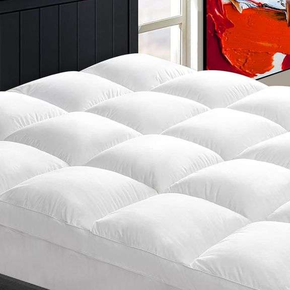Queen Mattress Topper, Extra Thick, White image