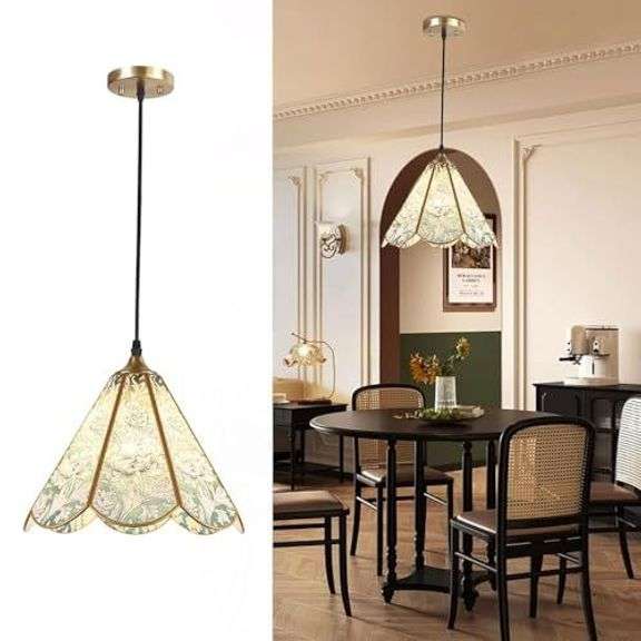 Floral Handcrafted Glass Pendant Light Fixture image