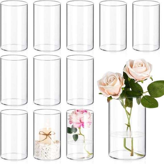 12 Pack Glass Cylinder Vases, 6 Inch, for Decor image