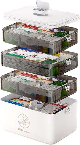 JWShang Medicine Organizer, Large Capacity, 4-Tier image