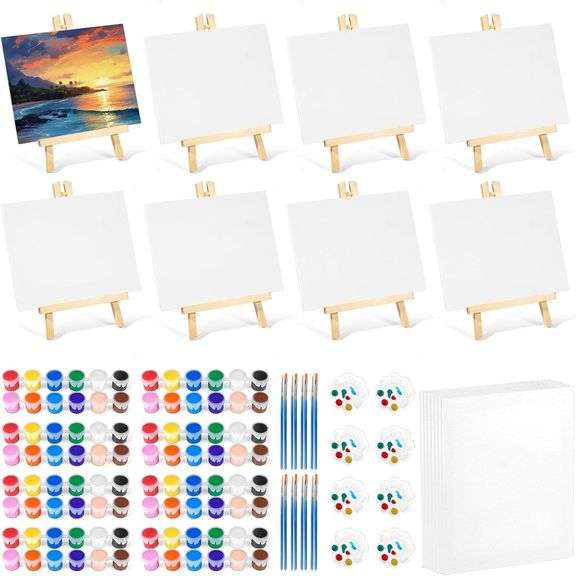 Acrylic Paint Set, Easel & Canvas Art Kit image