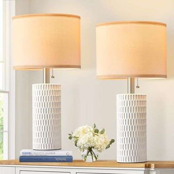 Table Lamps Set of 2, Ceramic, 20" White image