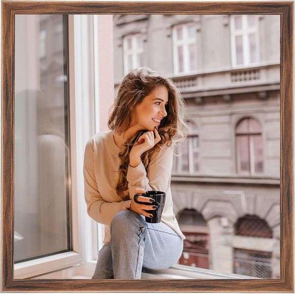 20x20 Wood Frame Brown, Rustic 1pcs image