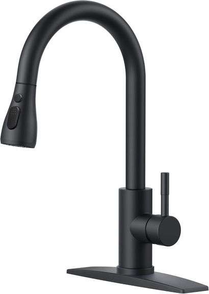 FORIOUS Black Kitchen Faucet, Pull Down Sprayer image