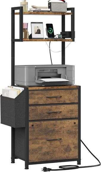 3 Drawer File Cabinet, 11'*16', Rustic Brown image