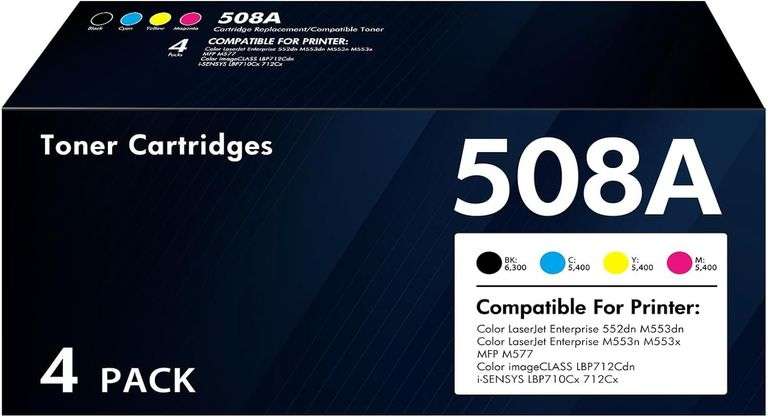 M553 508A Toner Cartridges 4 Pack 508X Compatible image