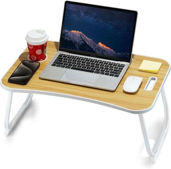 Laptop Bed Desk, Foldable Lap Table, Portable image
