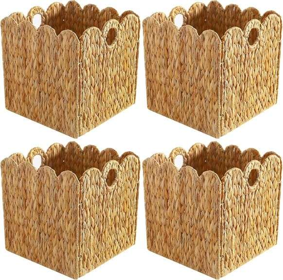 Scalloped Wicker Storage Cubes Basket, 10.5in image