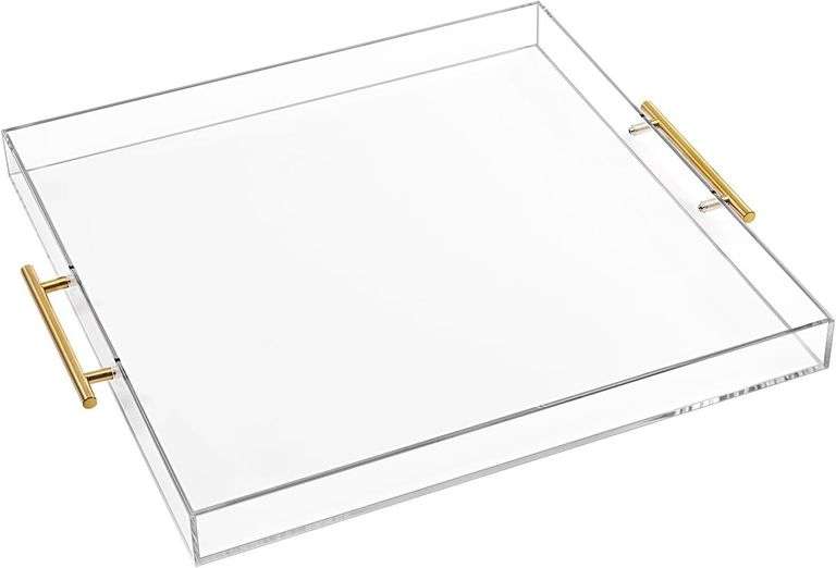 XL Clear Acrylic Tray (21x21") Gold Handles image