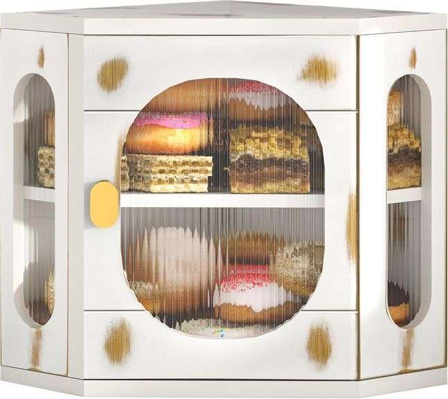 Corner Bread Box, Double Layer, Bamboo, Acrylic image