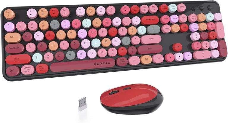 UBOTIE Colorful Wireless Keyboard Mouse Combo image