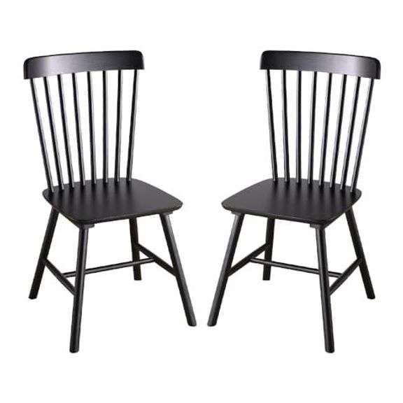 Wooden Windsor Dining Chairs, Set of 2, Black image
