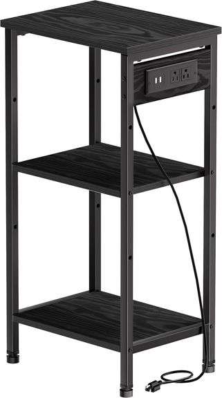 Tall Nightstand with Charging Station, 3 Tier image