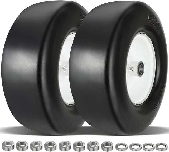 2 Pcs Upgrade 13x5.00-6 Flat Free Lawn Mower Tire image
