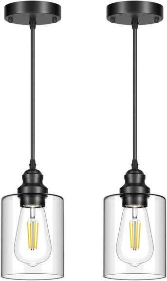 2 Pack Modern Black Pendant Lights image