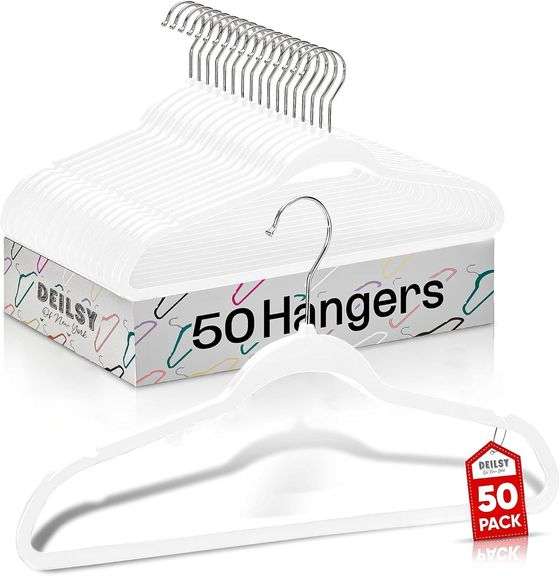 DEILSY  White Hangers 50 Pack - Slim Space Saver image