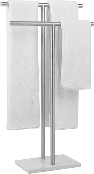 Towel Rack - Brushed Nickel, 2 Tier, Marble Base image