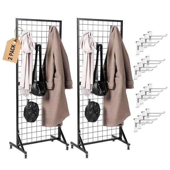 2 Grid Panels 2'x5' Display Stand with Wheels image