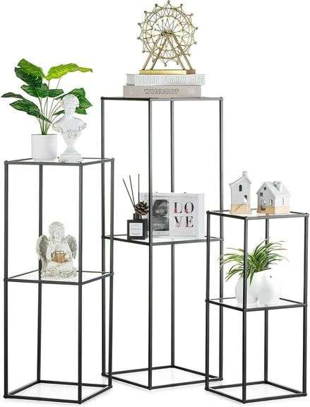 NUPTIO Black Plant Stand: 3 Pcs, Tall Cylinder image