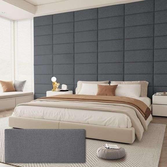Upholstered Headboard, Wall Mounted, 6 Panels image