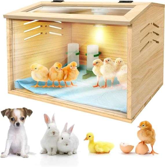 Chicken Brooder Box w/ Pads, Feeder, 15.7x12x12 image