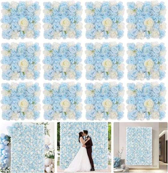 Blue Artificial Flower Wall: 12 Packs 15x15 image