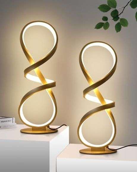 2 Pack Spiral LED Touch Desk Lamps, Gold image
