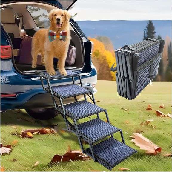 Dog Ramp for Car Truck SUV, Folding 5 Steps image