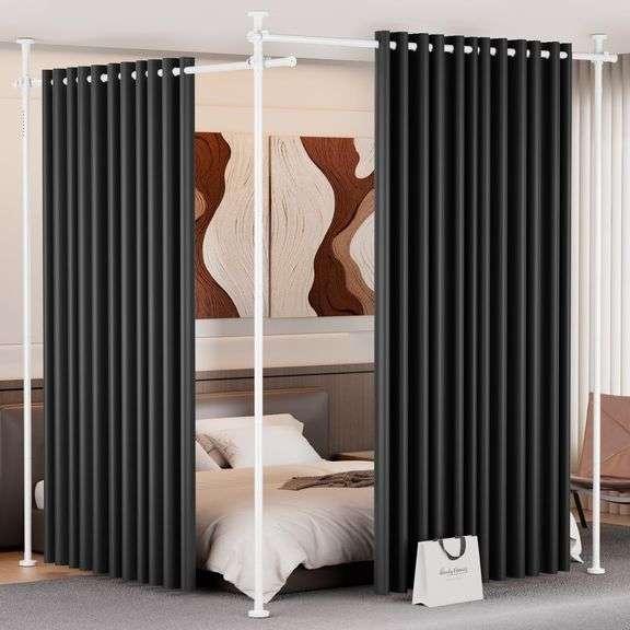 Room Divider (28-114in W), No Drill Curtain Rods image