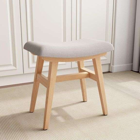 Solid Wood Vanity Stool, Compact Makeup Chair image